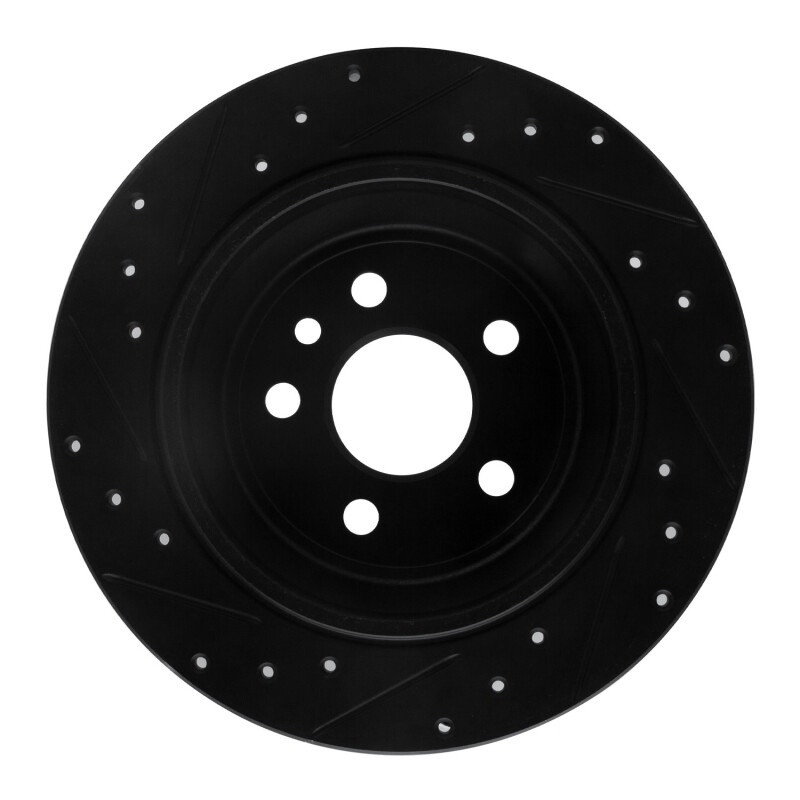 Land Rover LR2 Brake Rotor (1) - Rear Right - R1 Concepts - Drilled & Slotted - Black - `13-`15